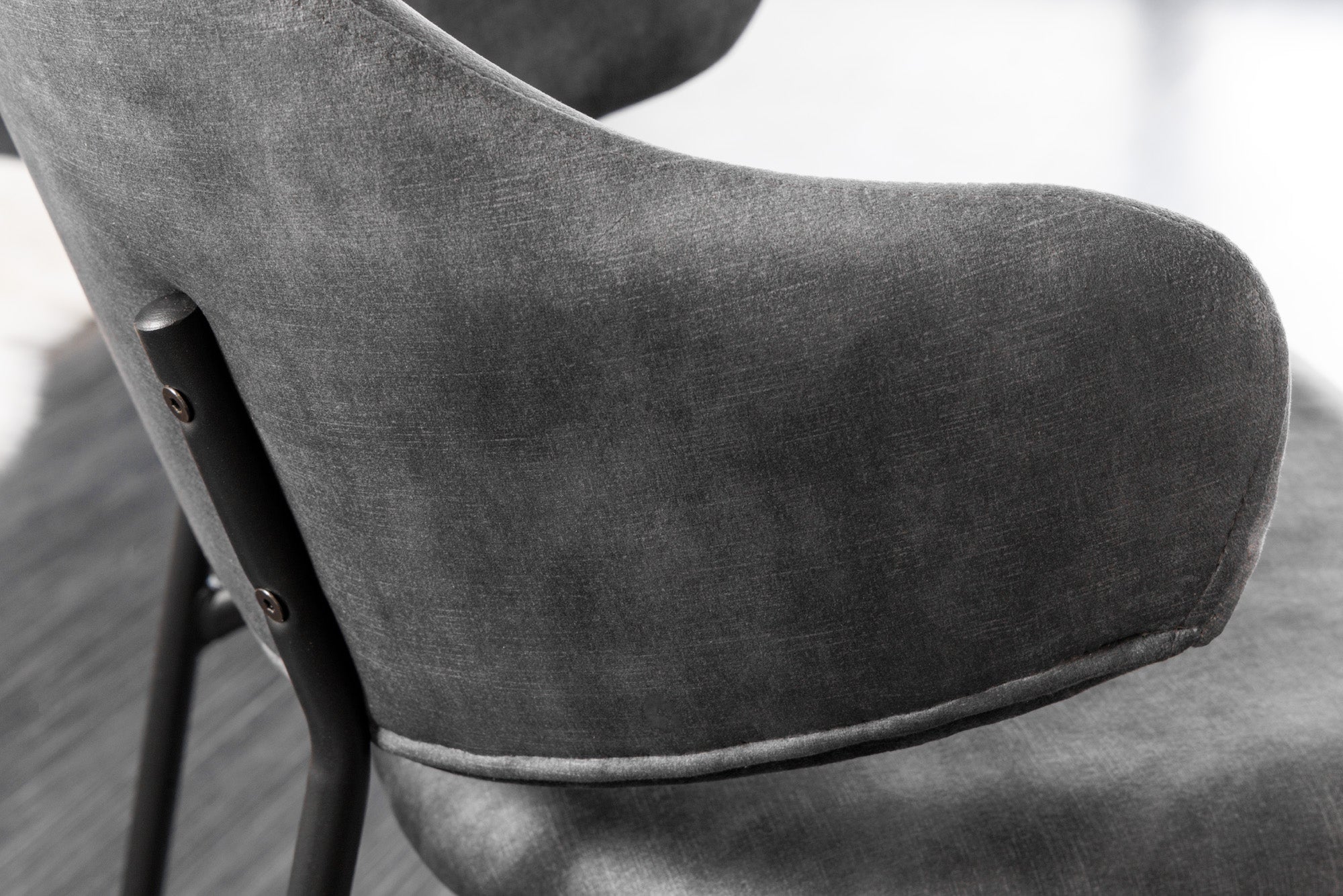Lote de 2x sillas de diseño VOGUE terciopelo gris patas de metal negro