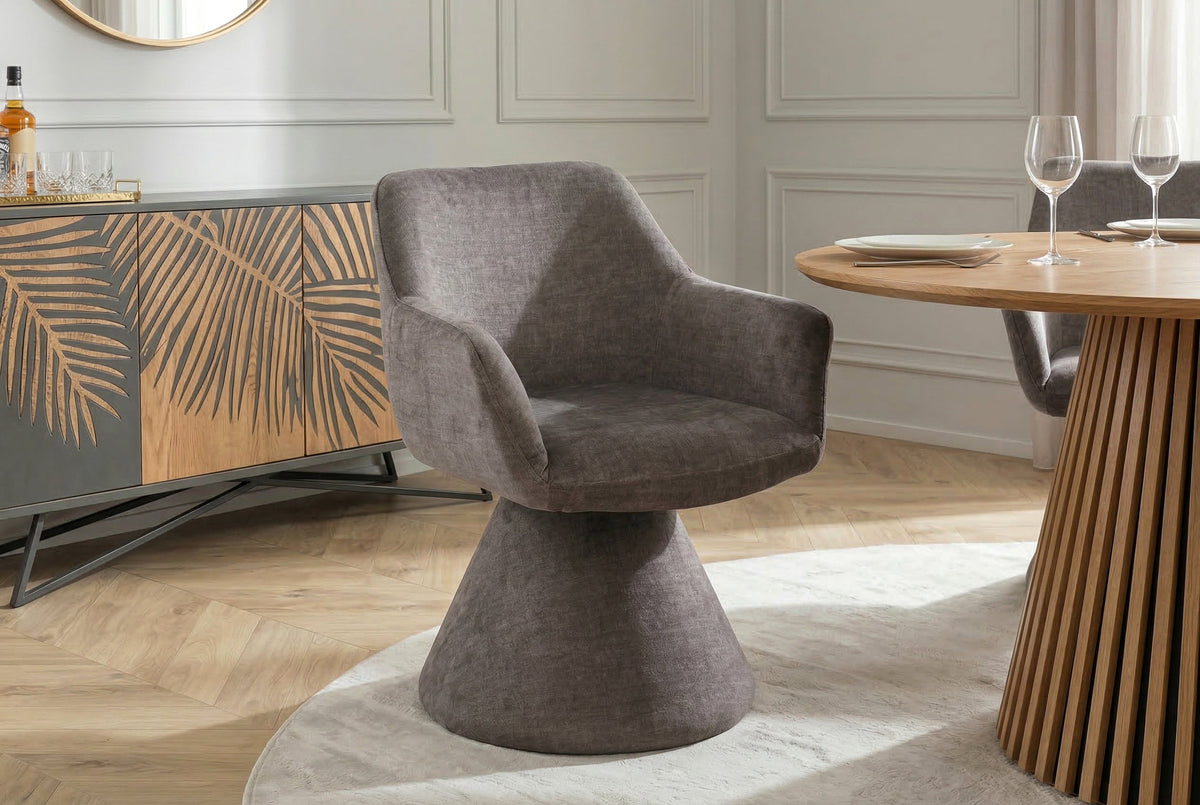 Chaise pivotante AMBIENTO gris Vogue Velours Samt 180° avec Auto-Return chaise rembourrée