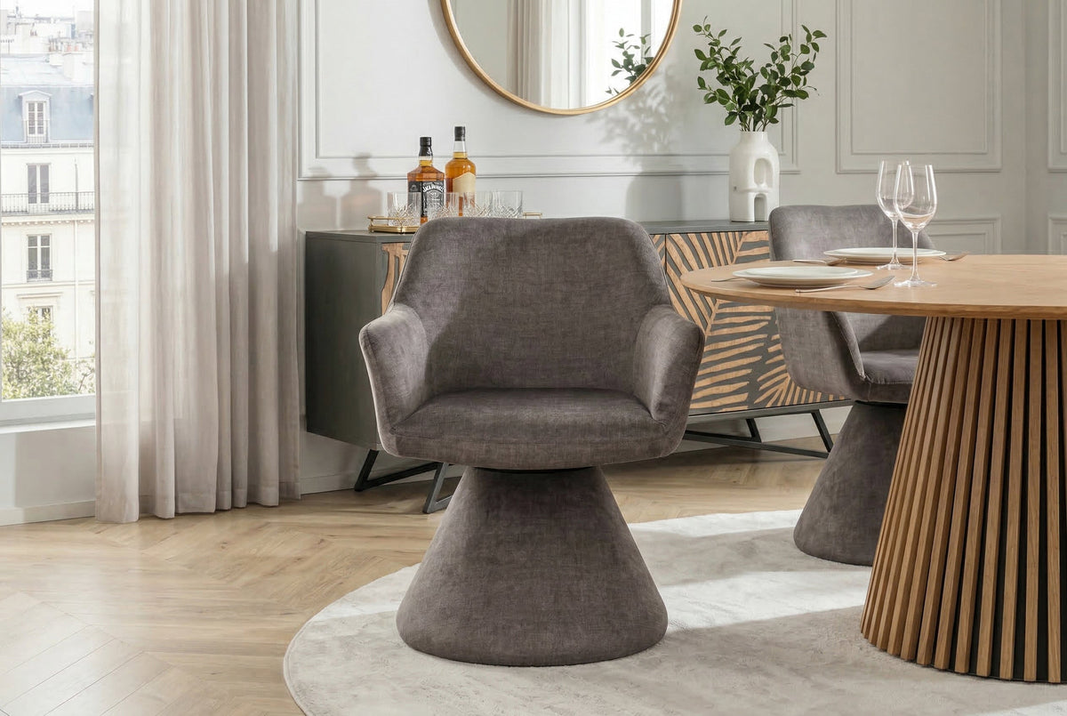 Chaise pivotante AMBIENTO gris Vogue Velours Samt 180° avec Auto-Return chaise rembourrée
