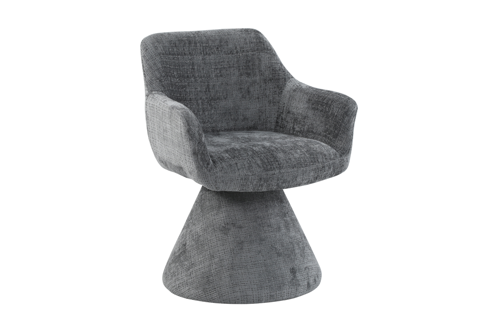 Chaise pivotante AMBIENTO grise Bouclé 180° avec retour automatique, chaise rembourrée