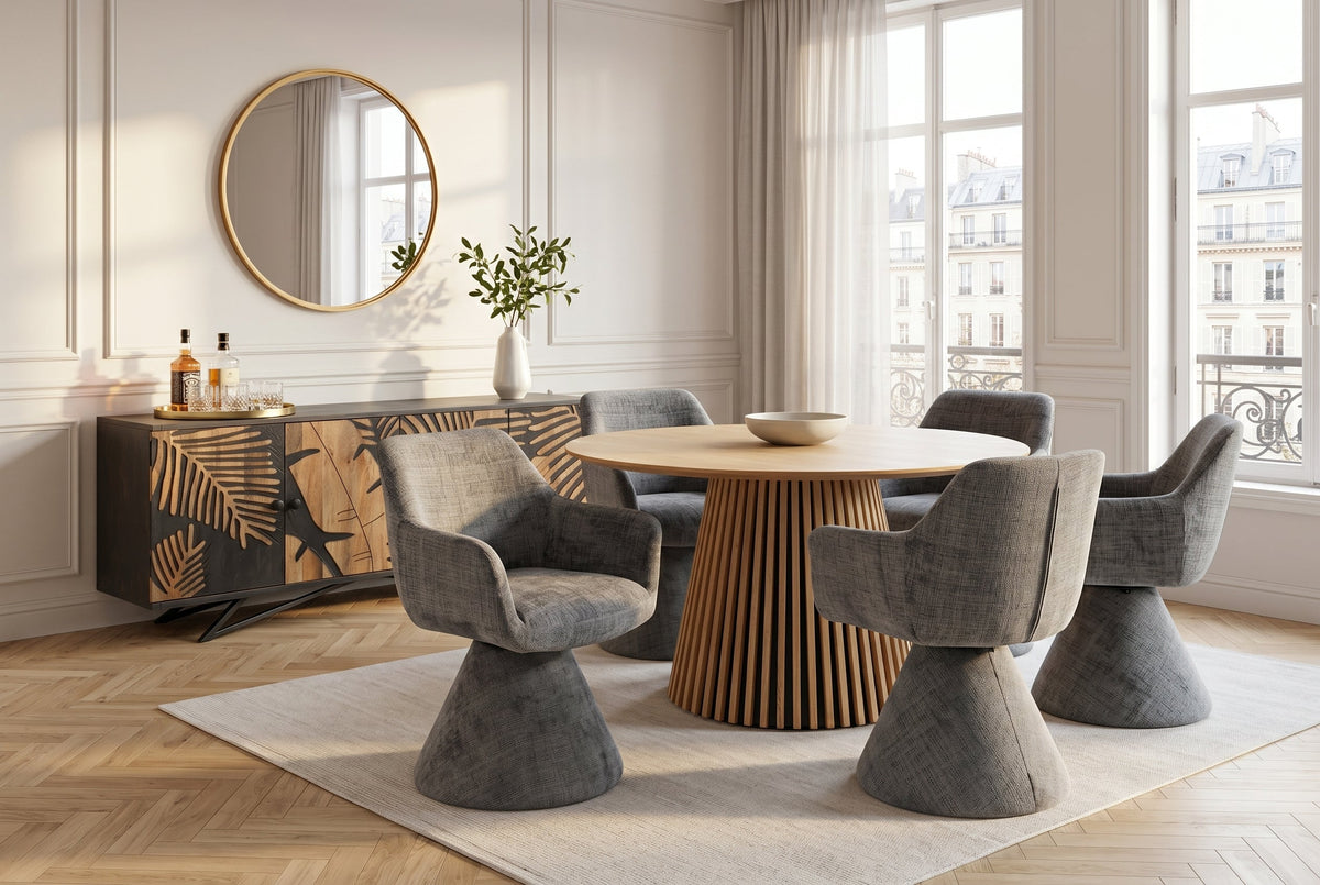 Chaise pivotante AMBIENTO grise Bouclé 180° avec retour automatique, chaise rembourrée