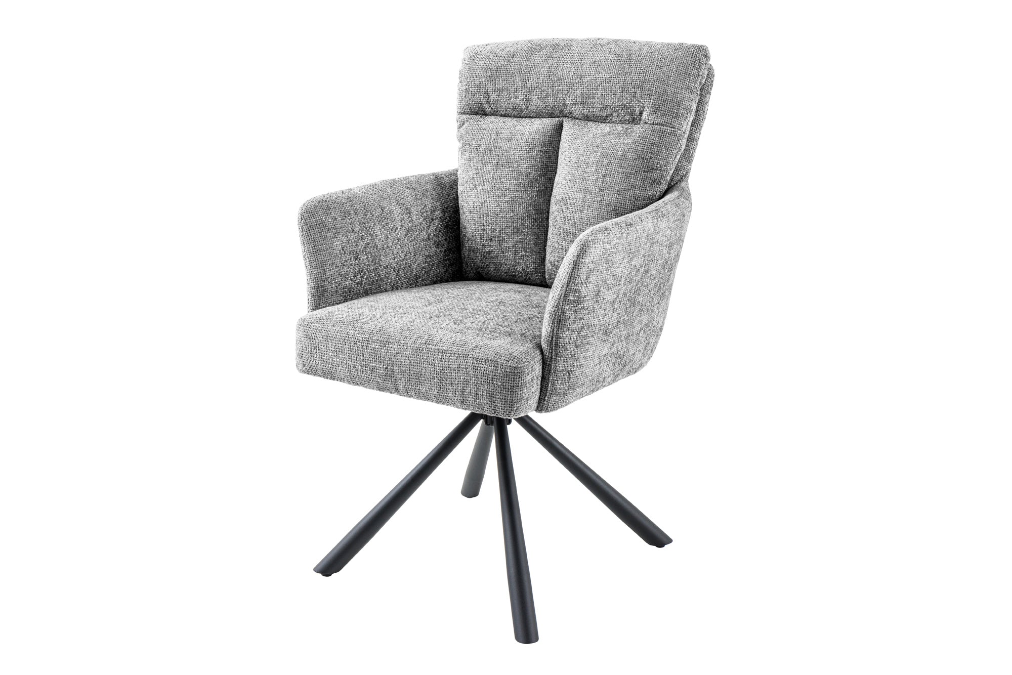 Lote de 2x sillas giratorias BIG GEORGE de tela estructurada gris con reposabrazos de metal negro