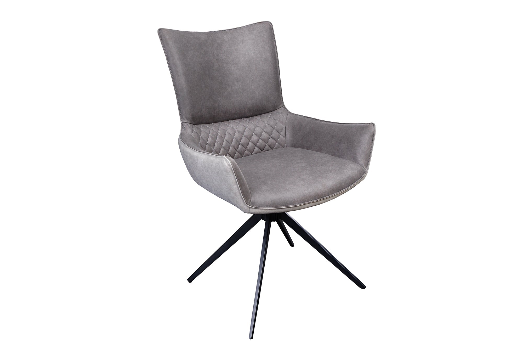 Lote de 2x sillas giratorias de diseño ALPINE gris reposabrazos gris claro patas de metal negro