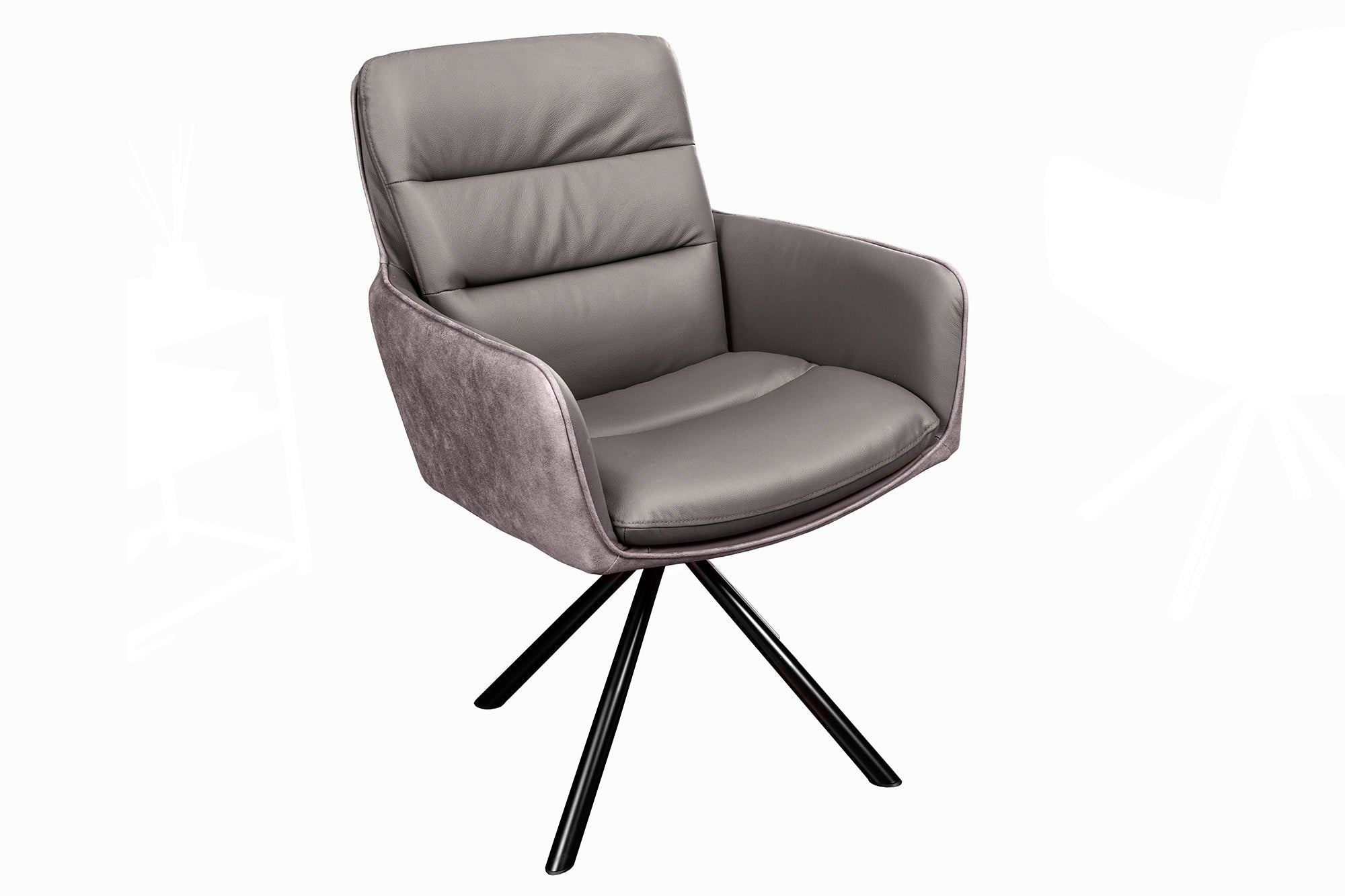 BIG GEORGE sillón giratorio de piel microfibra color topo con reposabrazos retro