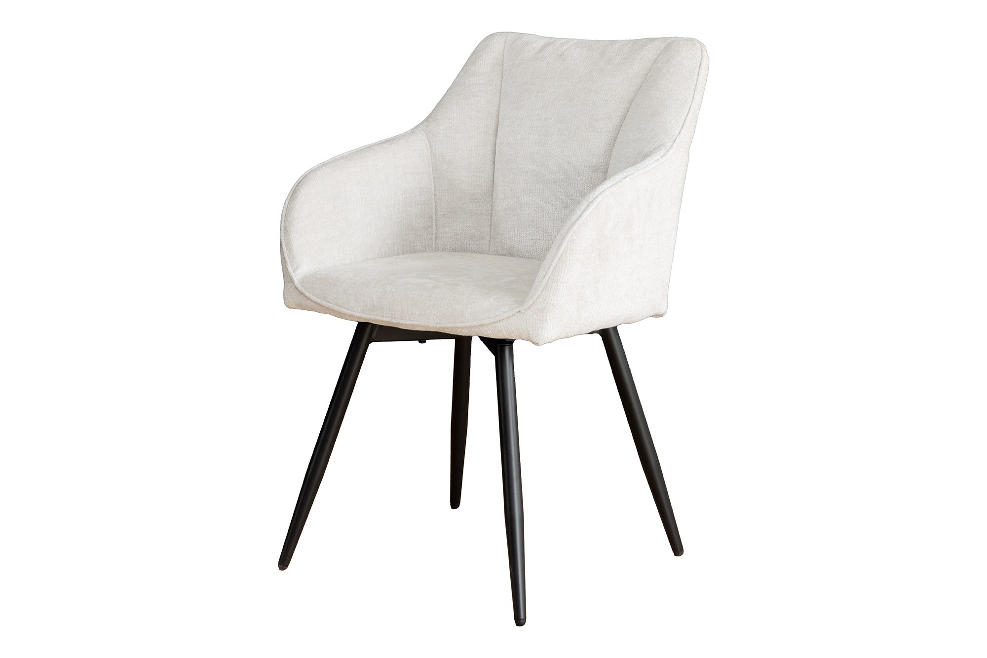 Lote de 2 sillas giratorias retro AVIGNON de chenilla beige con patas de metal negro