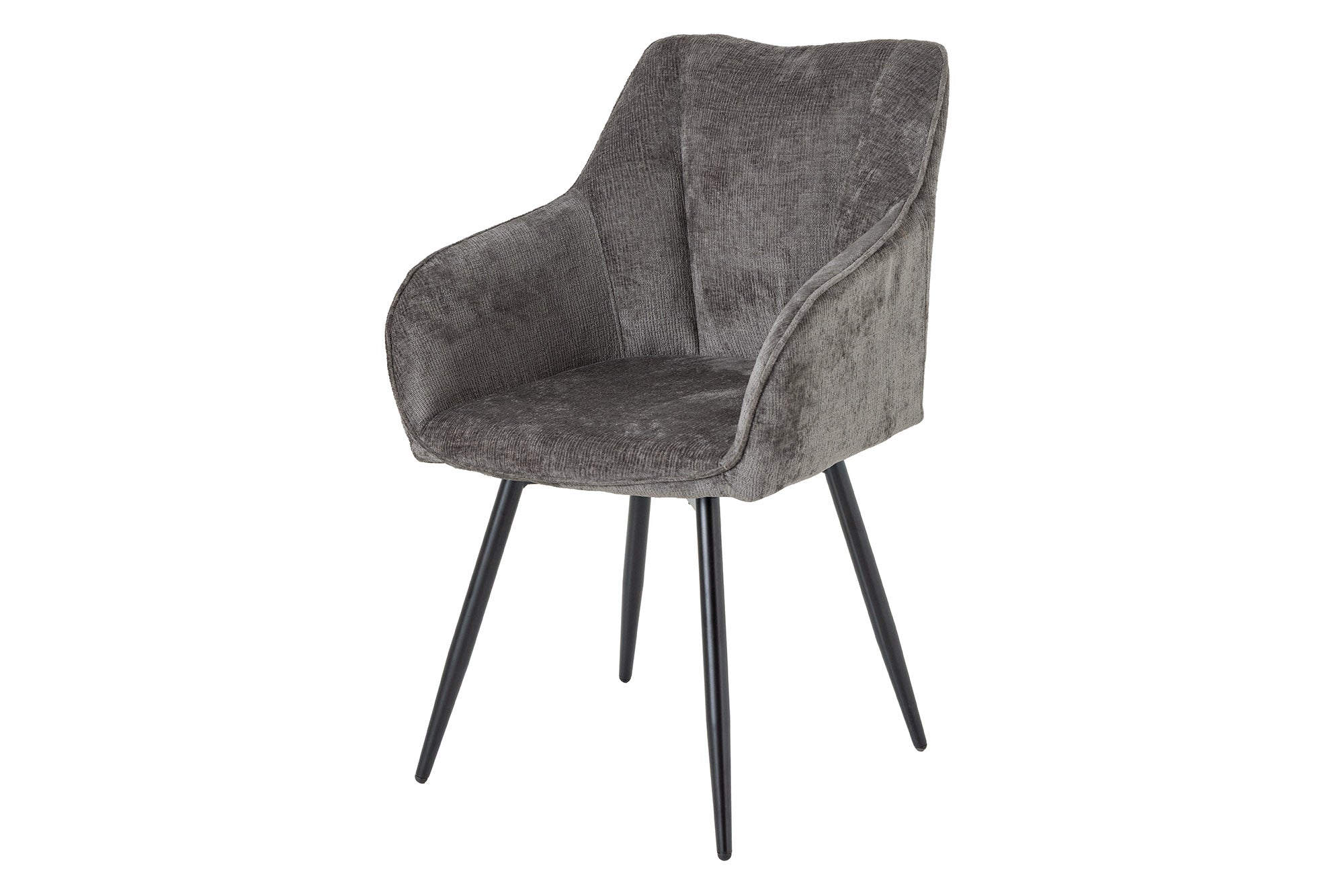 Lote de 2 sillas giratorias retro AVIGNON de chenilla gris y patas de metal negro
