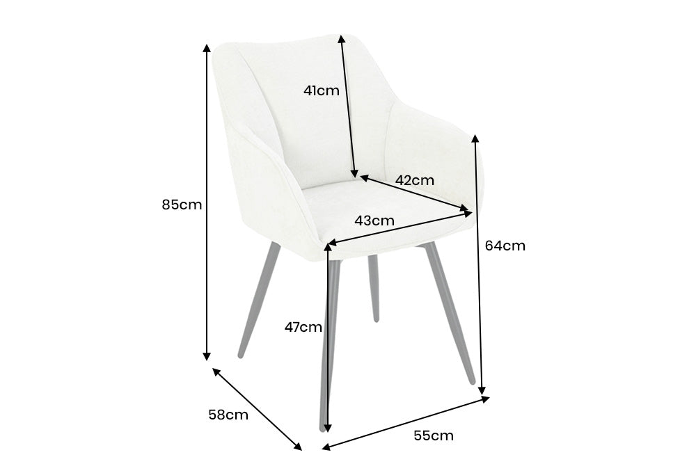 Lot de 2x chaises pivotante rétro AVIGNON chenille grise pieds métal noir