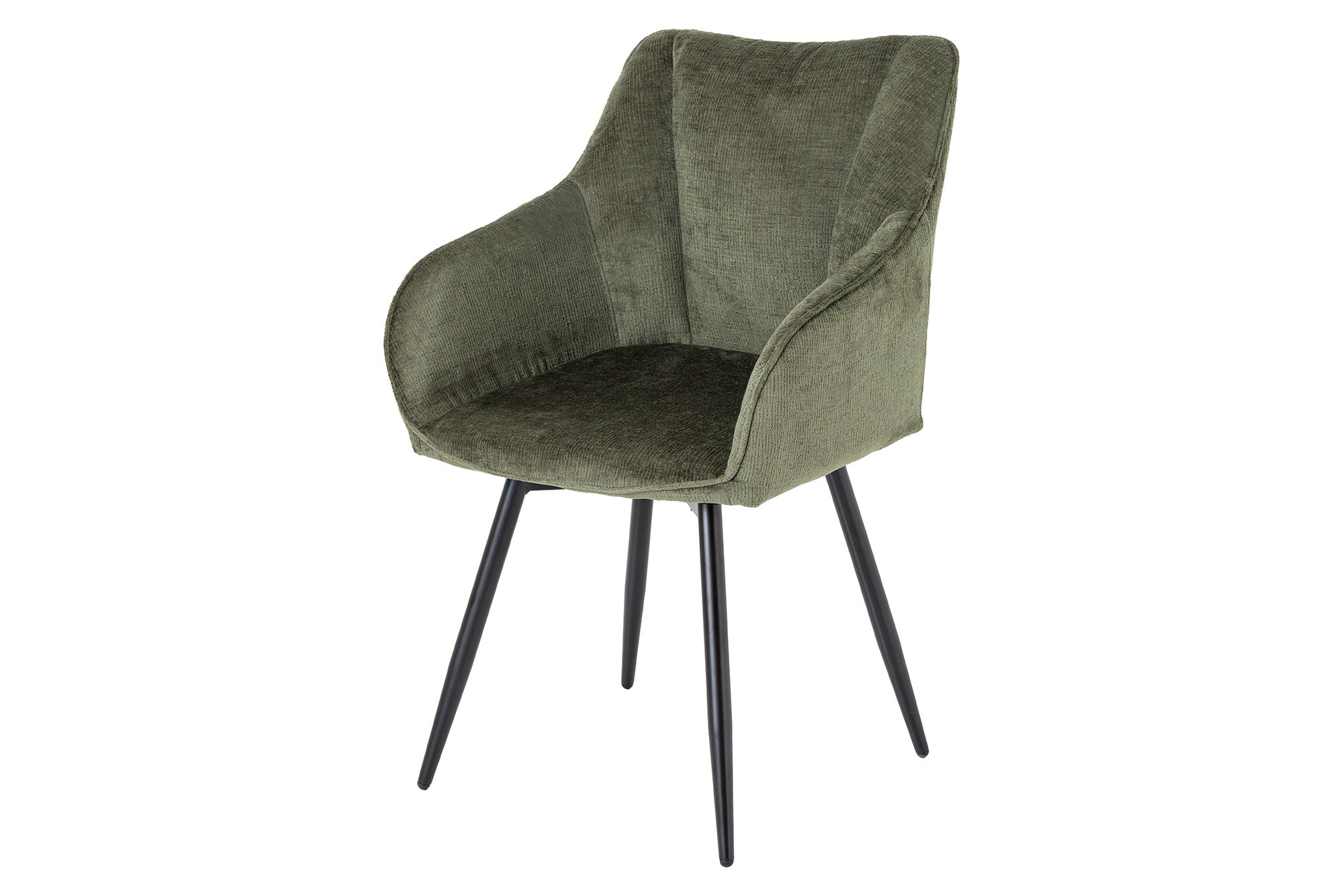 Lote de 2x sillas giratorias retro AVIGNON chenilla verde patas de metal negro