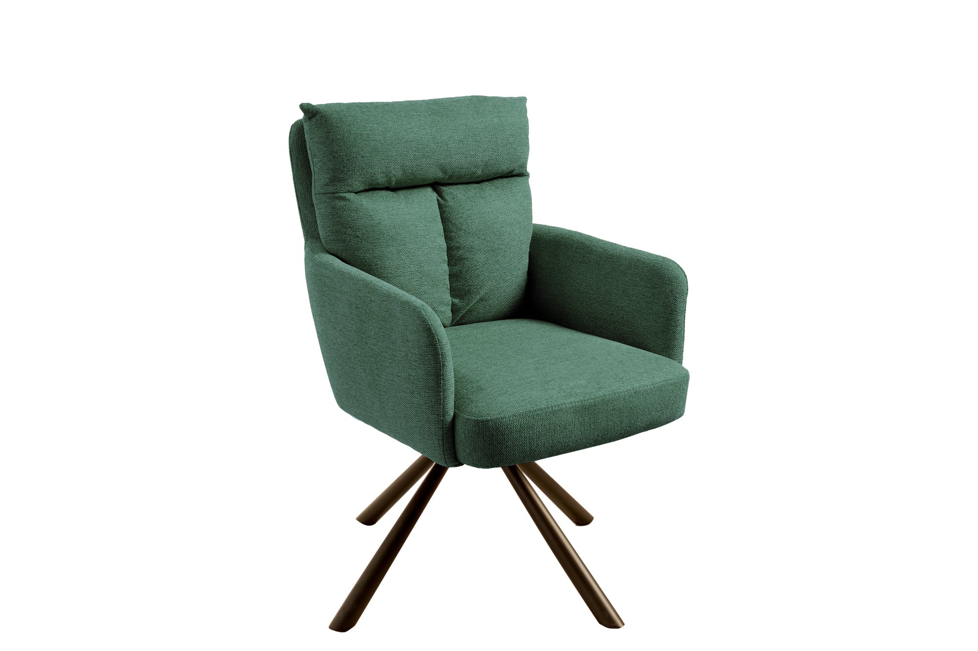 Lote de 2 sillas giratorias retro BIG GEORGE verdes con reposabrazos y tapicería de muelles Bonnell