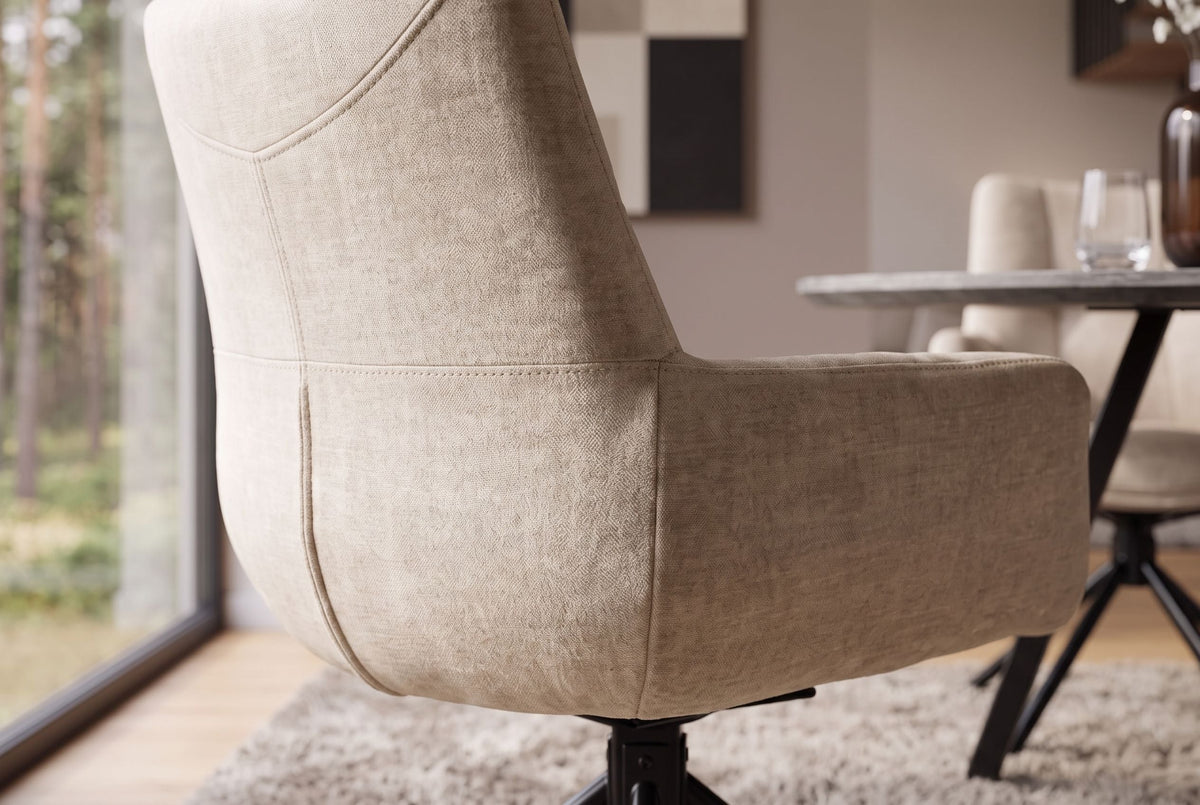 Chaise pivotante SIGNATURE beige Vogue velours ressorts à poches noir métal