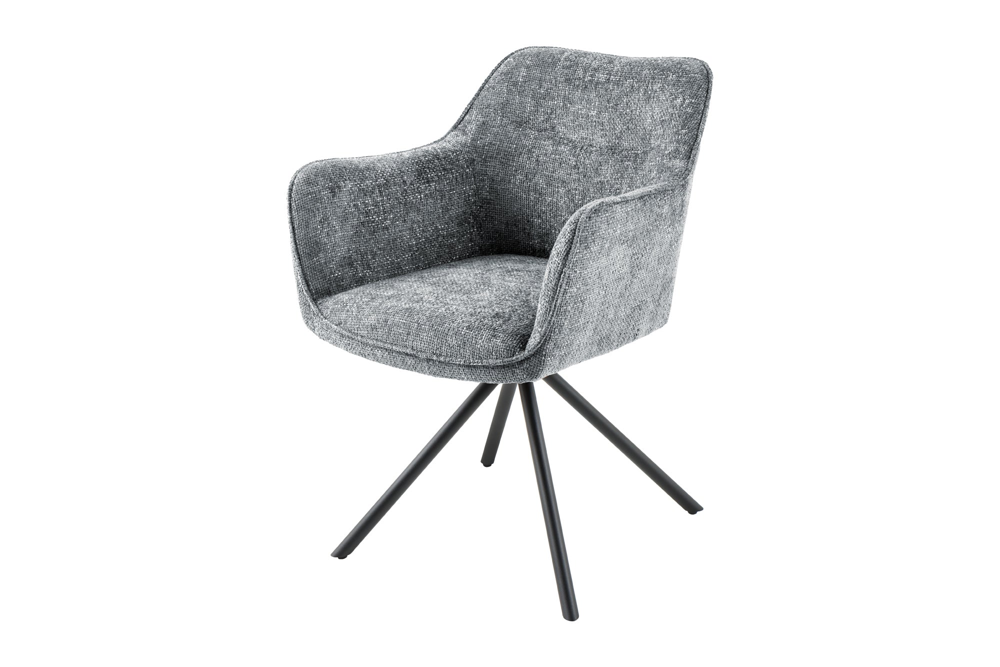 Lote de 2 sillas giratorias VERONA de tela estructurada gris con brazos y patas de metal negro