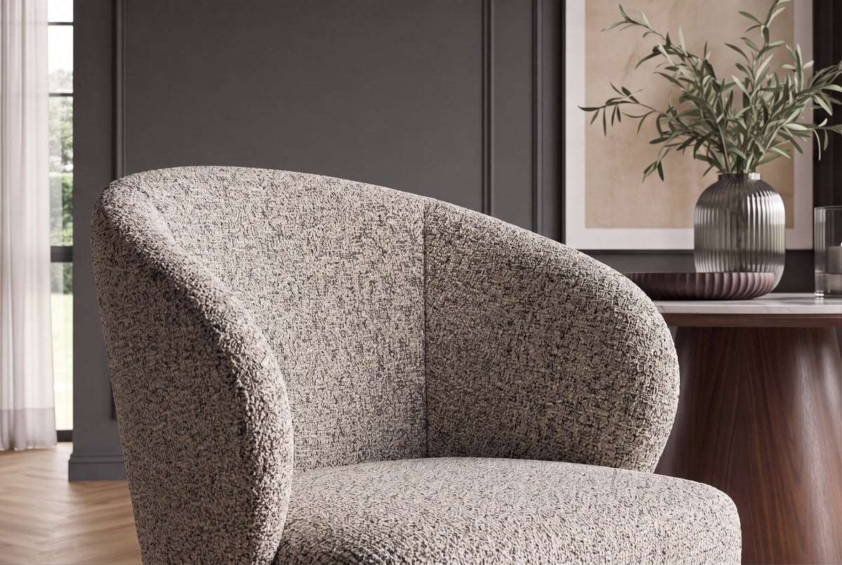 Chaise pivotante WALKÜRE beige bois de chêne avec ressorts ensachés et accoudoir noyer