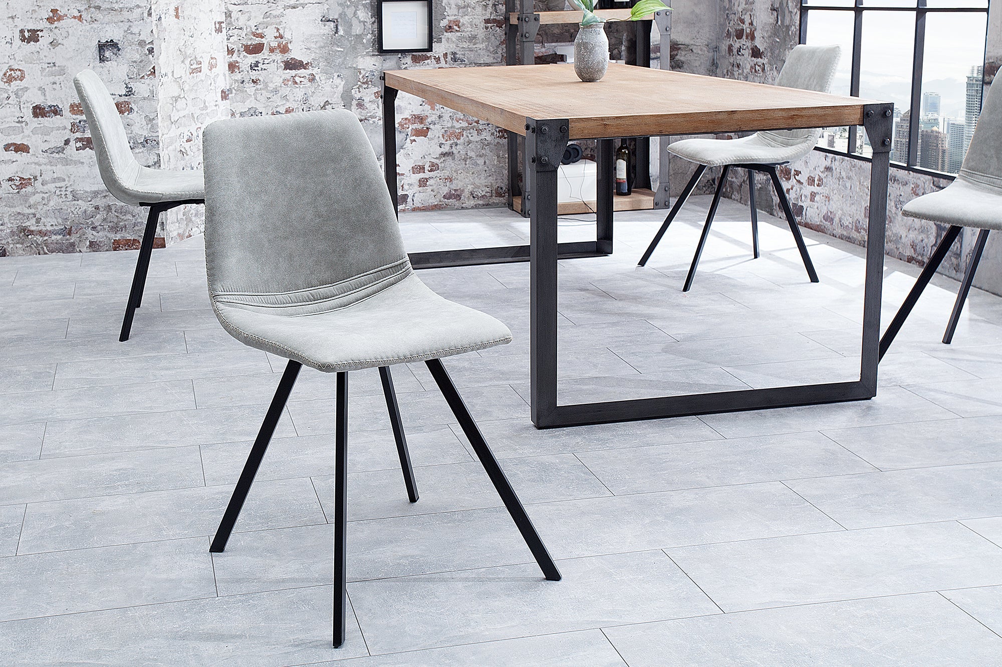 Lote de 2x SILLAS AMSTERDAM sillas retro, gris piedra, diseño clásico