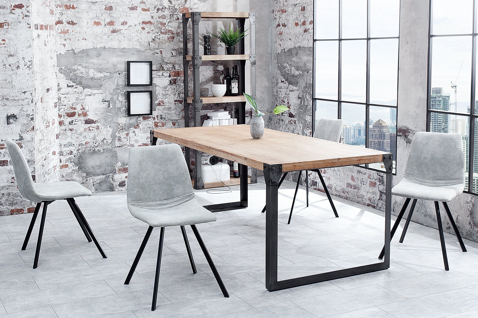 Lote de 2x SILLAS AMSTERDAM sillas retro, gris piedra, diseño clásico