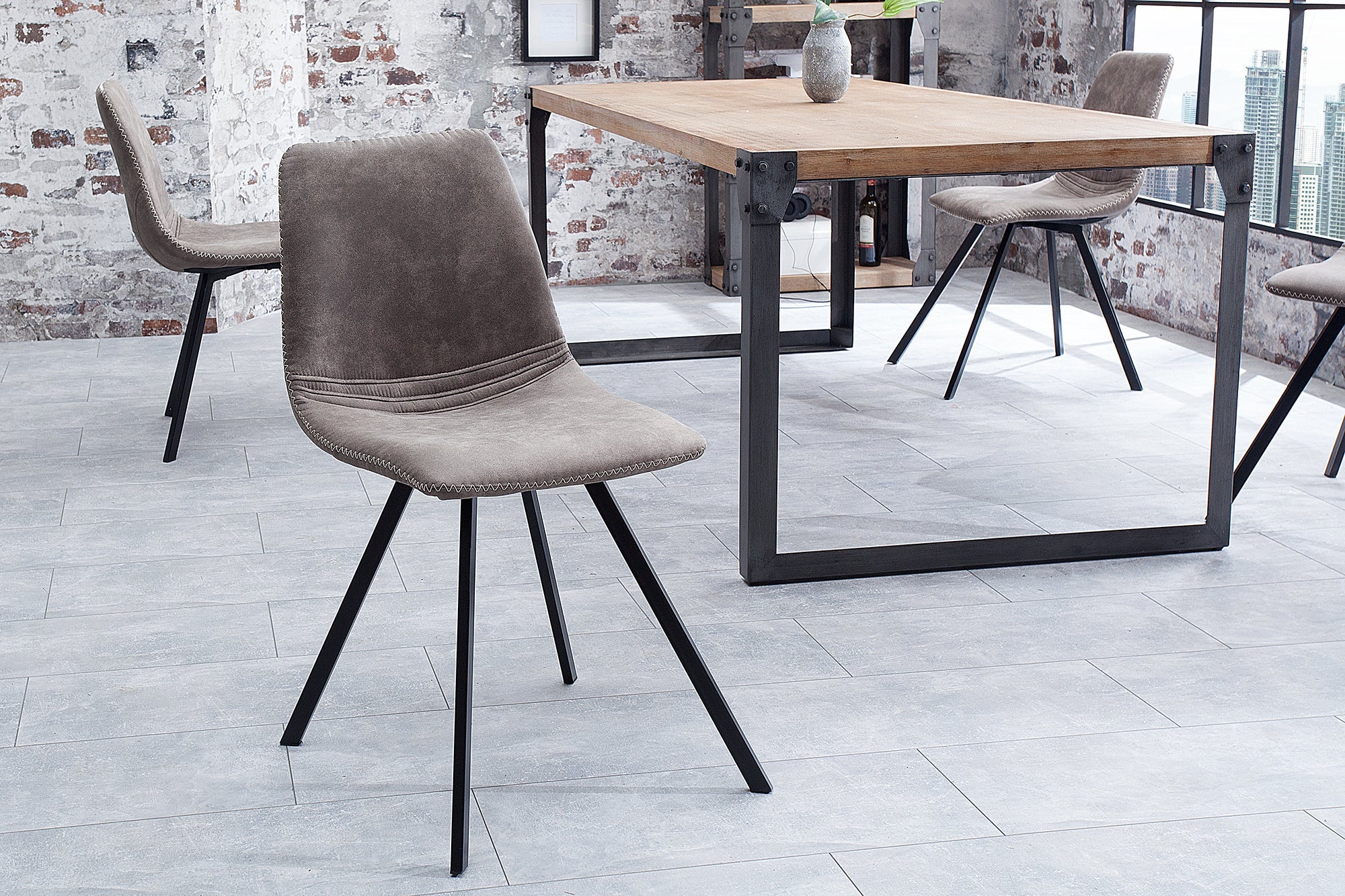 Lote de 2x SILLAS AMSTERDAM sillas retro en gris topo, diseño clásico