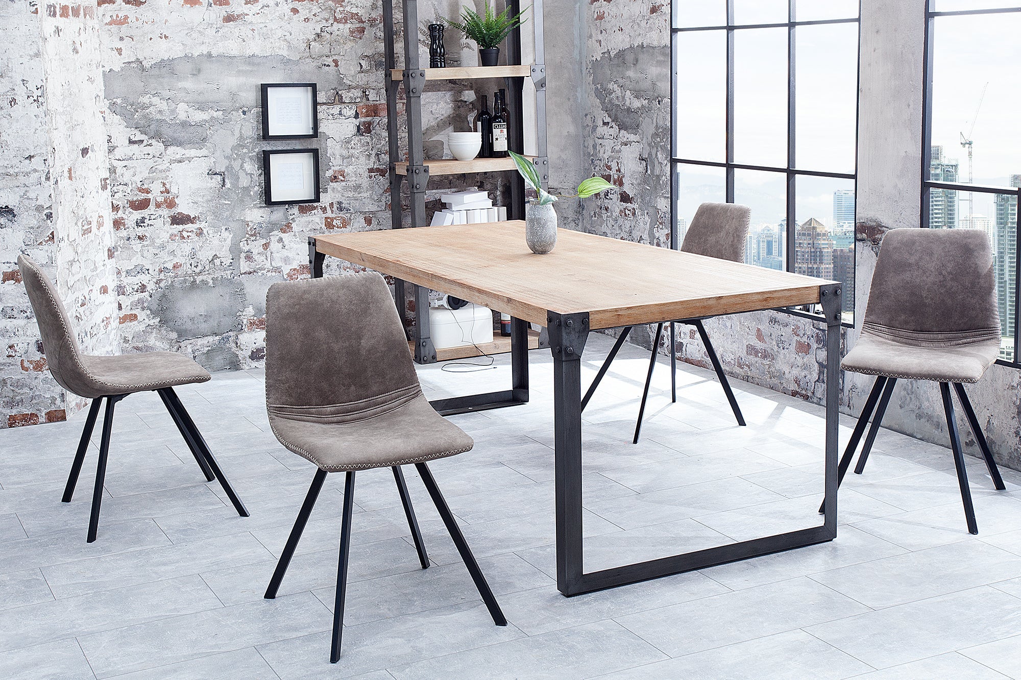 Lote de 2x SILLAS AMSTERDAM sillas retro en gris topo, diseño clásico