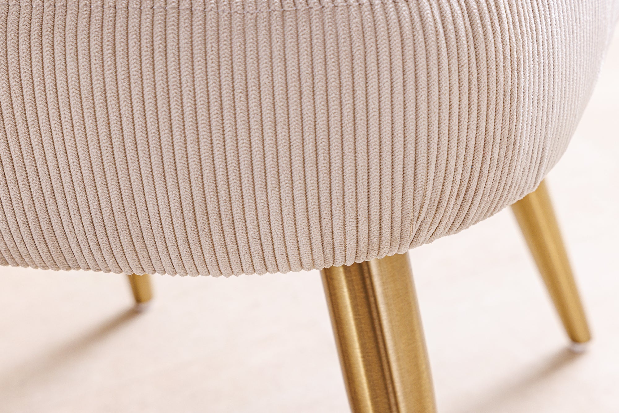 Lot de 2x chaises rétro MIA CASA beige cordon champagne or métal brossé