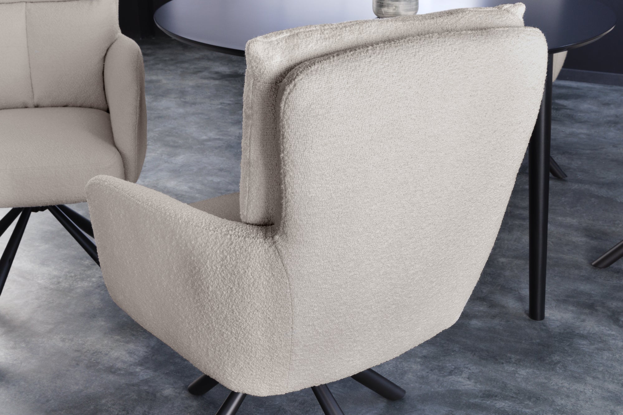 Lote de 2x sillones giratorios BIG GEORGE retro gris Reposabrazos Bouclé Núcleo Muelles Bonell