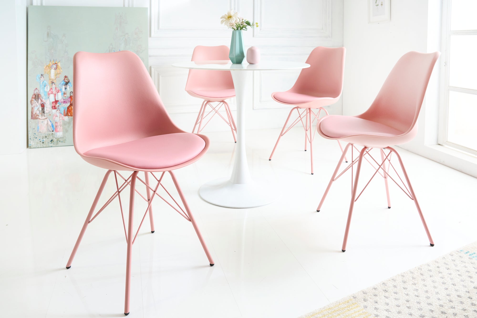 Lote de 2x sillas retro SCANDINAVIA MEISTERSTÜCK, rosa