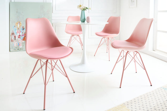 Lot de 2x chaises rétro SCANDINAVIA MEISTERSTÜCK rose