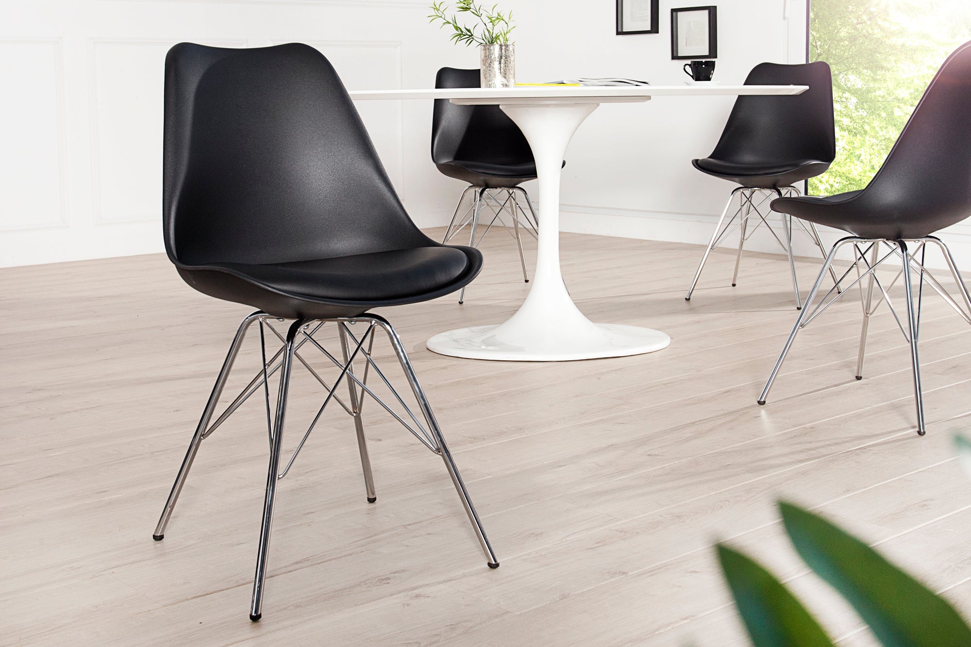 Juego de 2 sillas retro SCANDINAVIA MEISTERSTÜCK, estructura de cromo negro