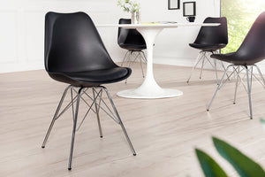 Lot de 2x chaises rétro SCANDINAVIA MEISTERSTÜCK structure chromée noire