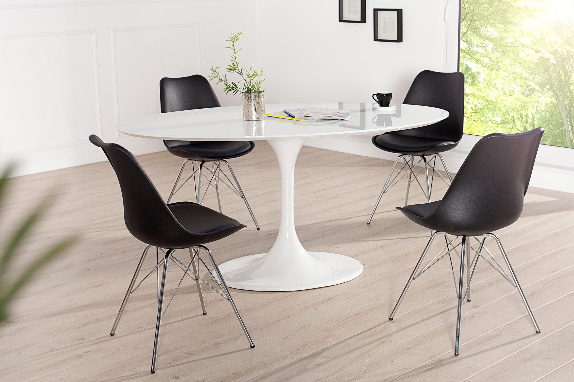 Juego de 2 sillas retro SCANDINAVIA MEISTERSTÜCK, estructura de cromo negro
