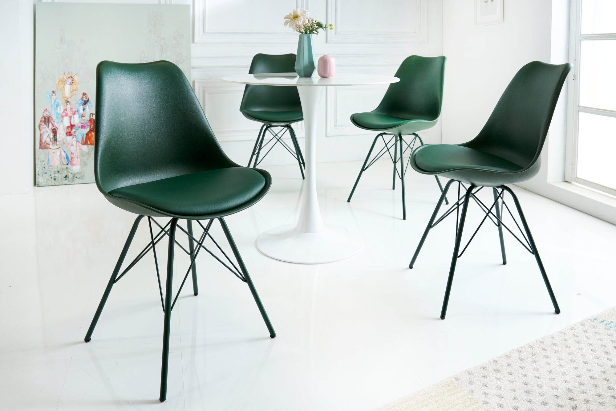 Juego de 2x sillas retro SCANDINAVIA MEISTERSTÜCK, verde oscuro