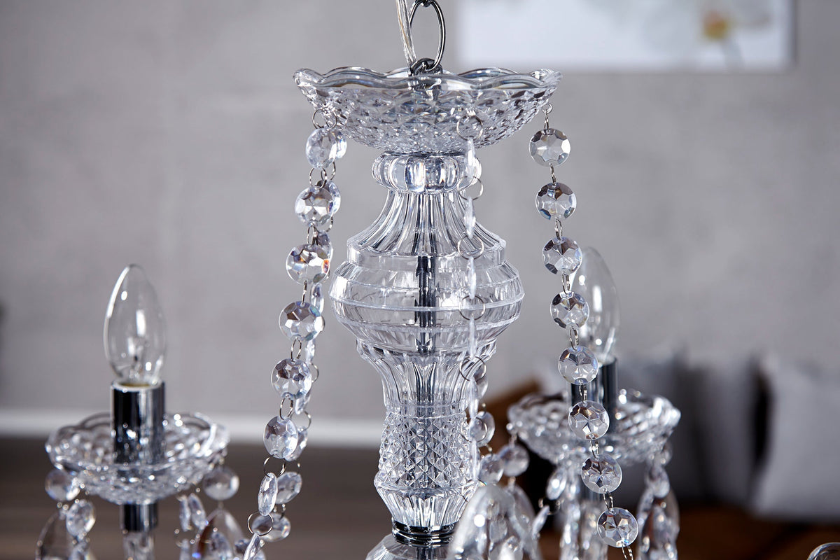 Chandelier DIAMONDS 5-armed clear acrylic