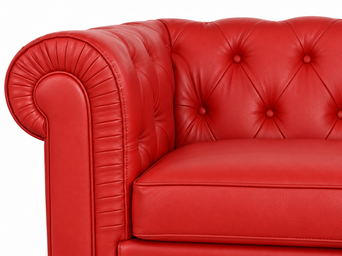 Chesterfield canape 3 places en simili cuir pu rouge — détail