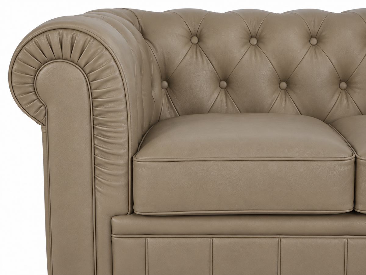 Chesterfield canape 3 places en simili cuir pu taupe — détail