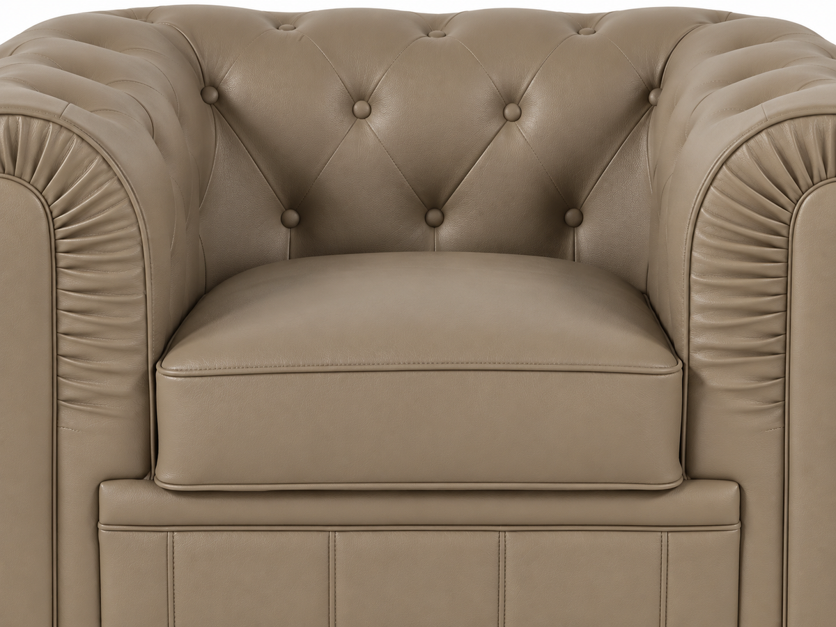Chesterfield fauteuil 1 place en simili cuir pu taupe — détail