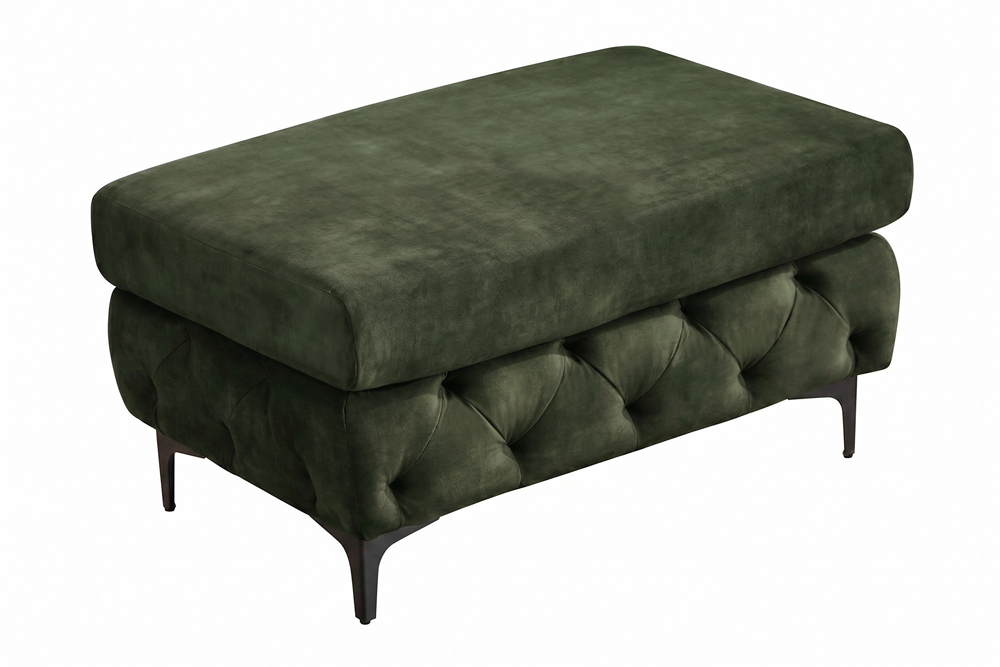 Chesterfield pouf MODERN BAROCK 95 cm vert velours repose-pieds