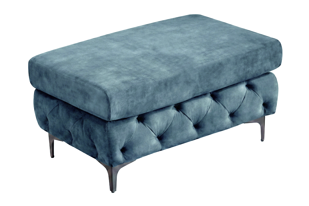 Chesterfield pouf MODERN BAROCK 95cm pétrole velours repose-pieds