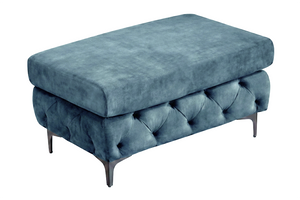 Chesterfield pouf MODERN BAROCK 95cm pétrole velours repose-pieds