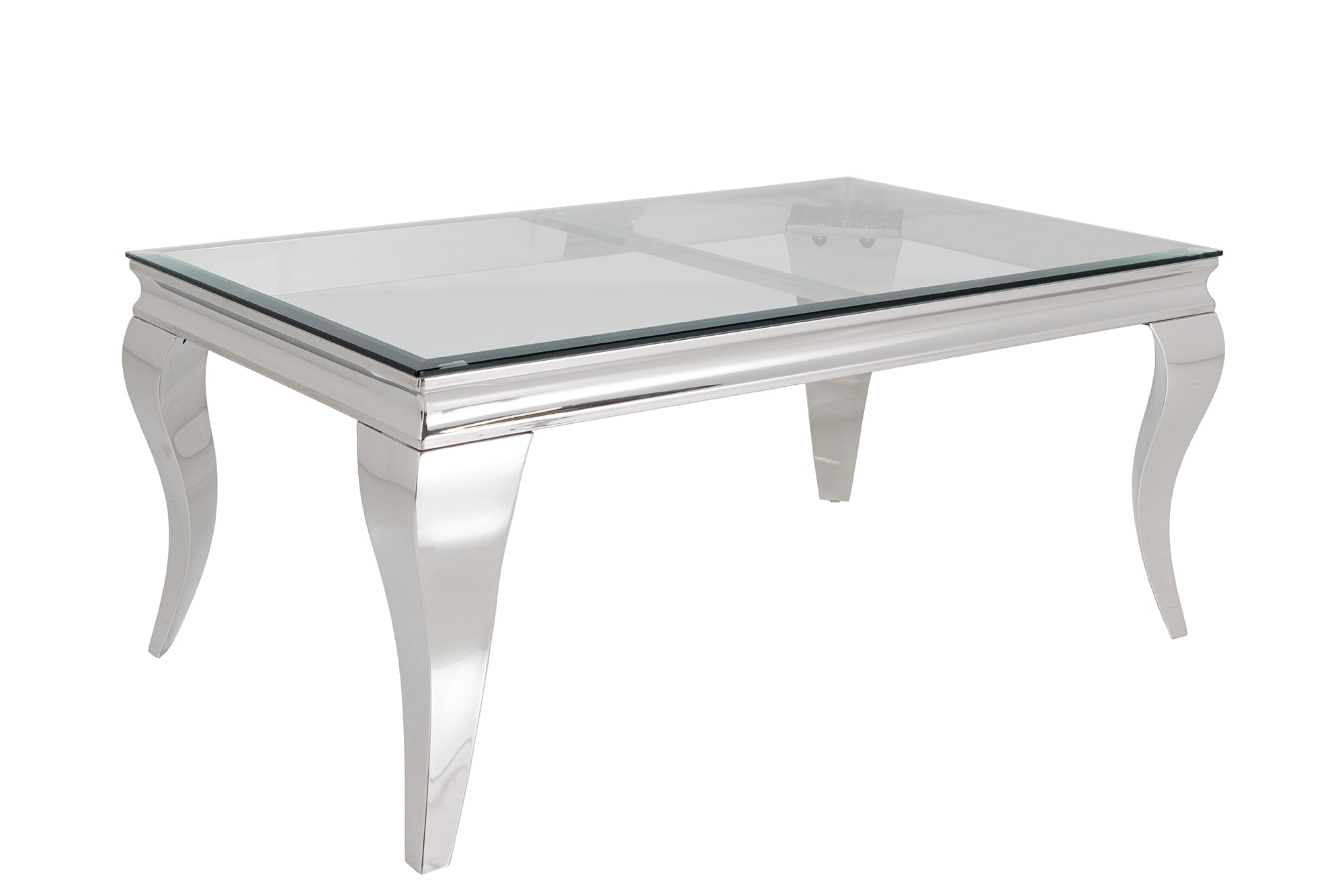 Coffee table MODERN BAROCK BARRACUDA 100cm chrome incl. glass top w/o teak top