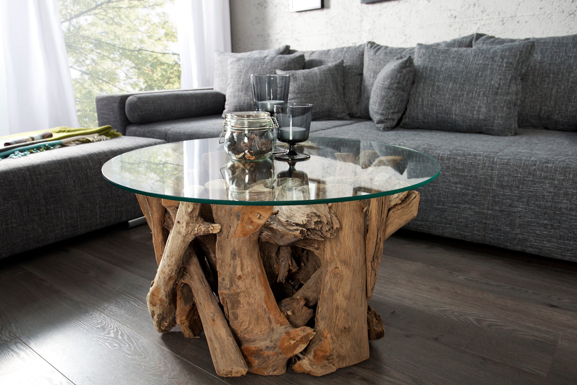 Coffee table NATURE LOUNGE 50cm base part teak wood w/o glass plate