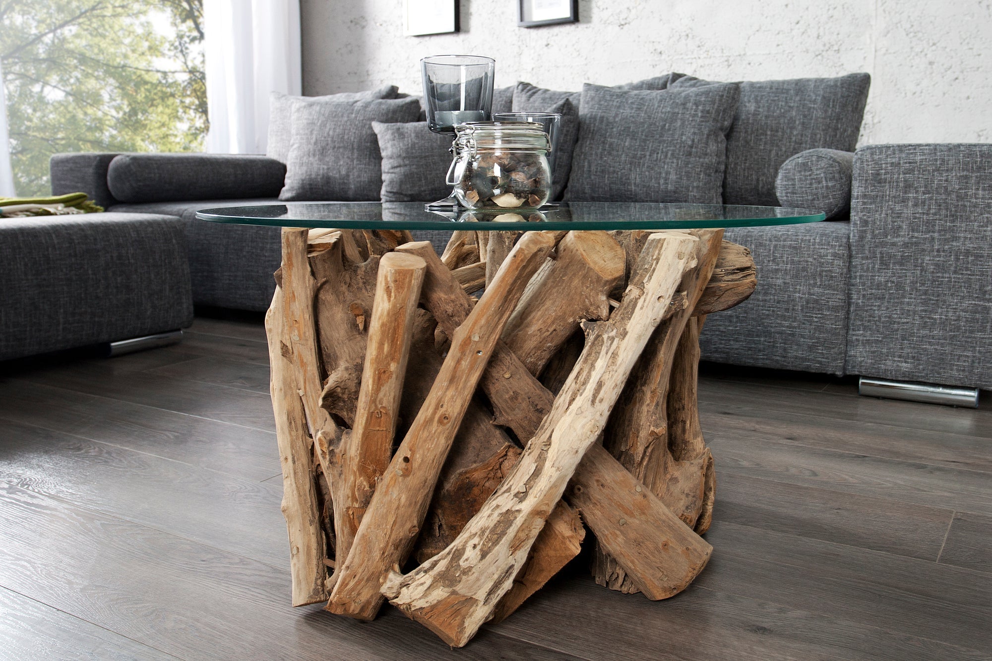 Coffee table NATURE LOUNGE 50cm base part teak wood w/o glass plate