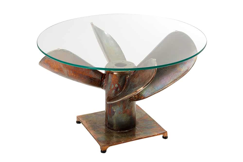 Coffee table OCEAN 60cm base part antique copper w/o glass plate