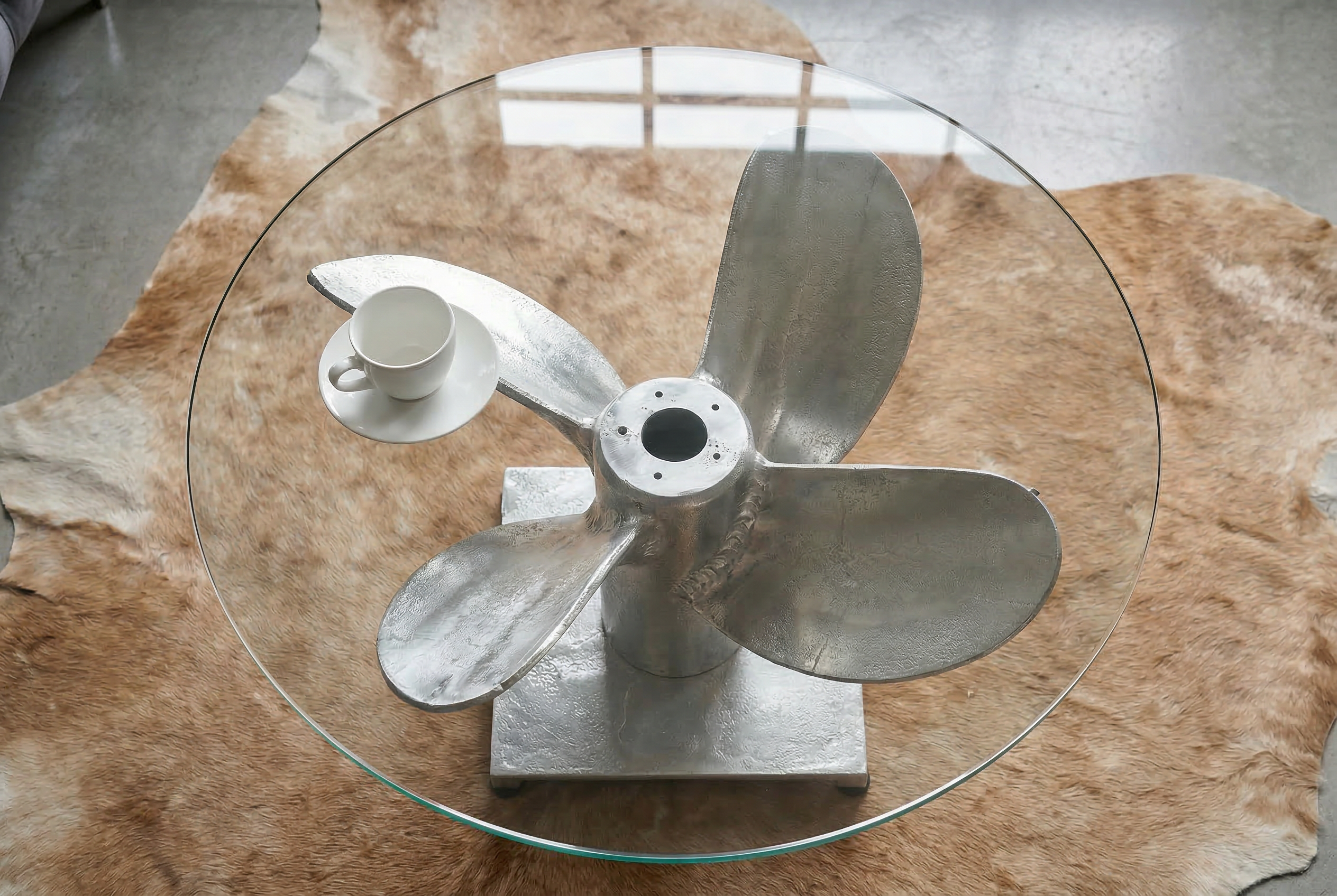Coffee table OCEAN 60cm base part silver w/o glass plate