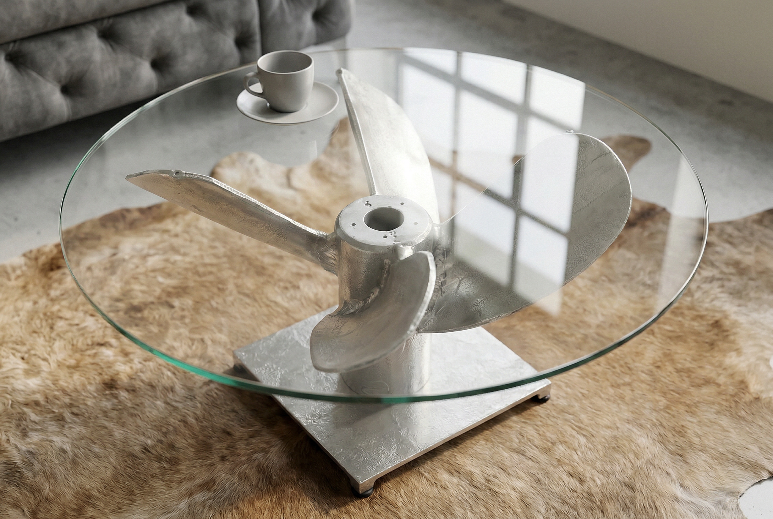 Coffee table OCEAN 60cm base part silver w/o glass plate