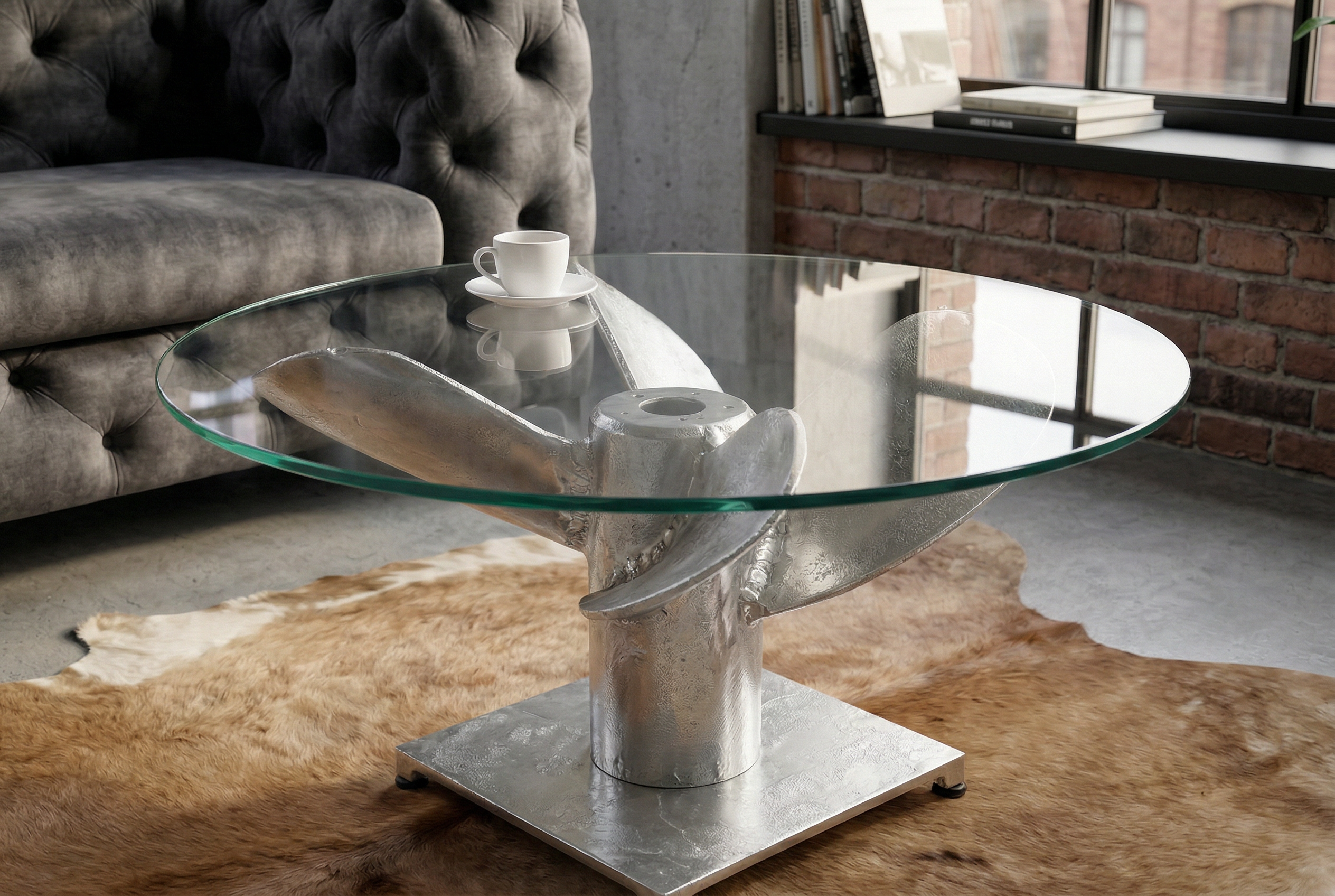 Coffee table OCEAN 60cm base part silver w/o glass plate