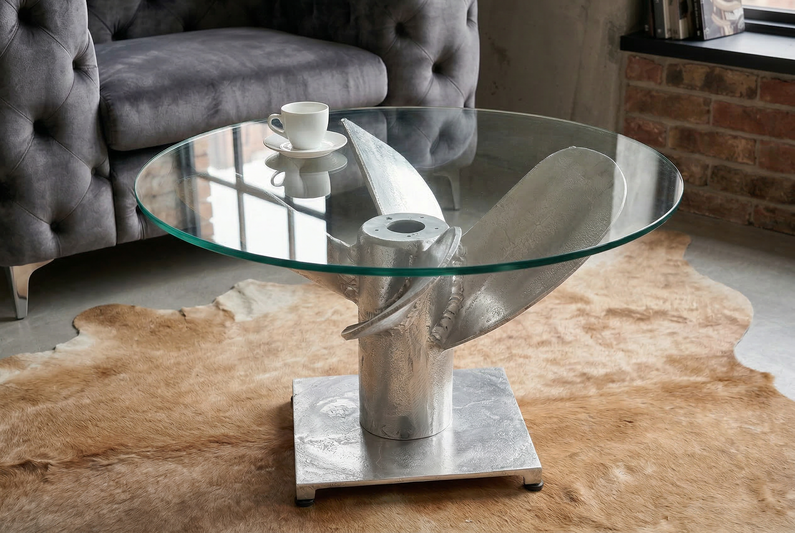 Coffee table OCEAN 60cm base part silver w/o glass plate