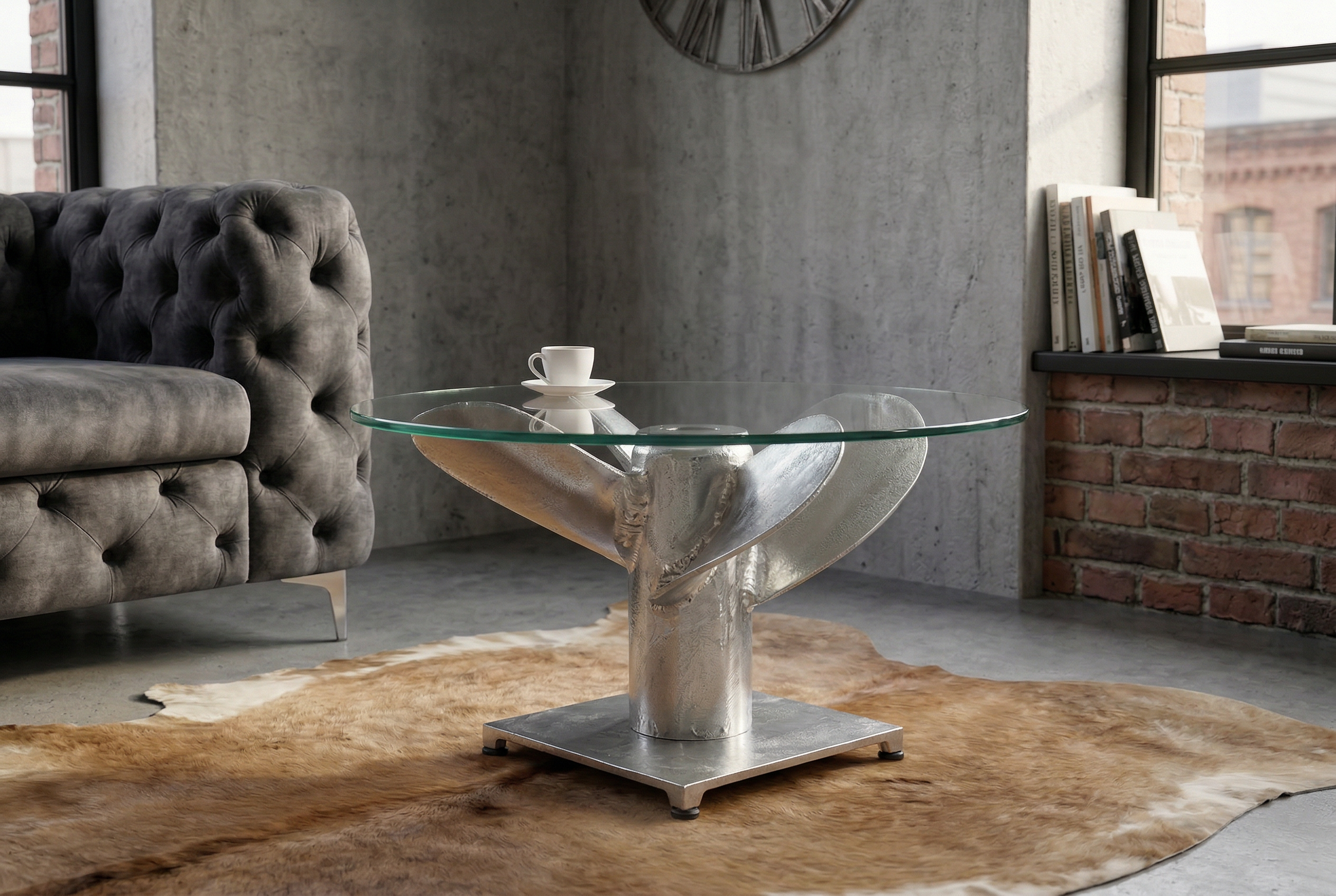 Coffee table OCEAN 60cm base part silver w/o glass plate