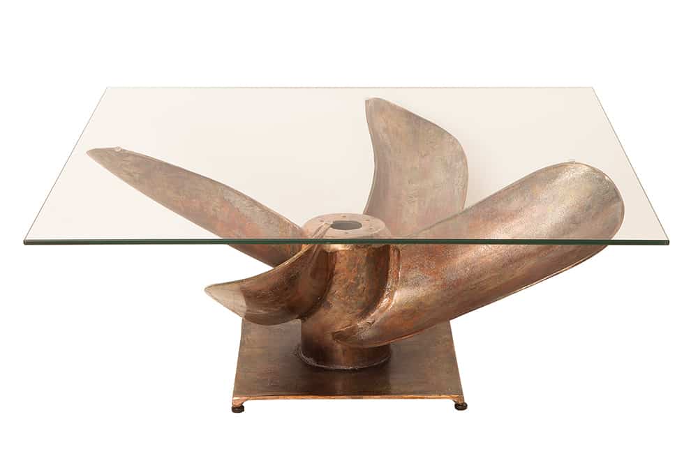 Coffee table OCEAN 85cm base part antique copper w/o glass plate