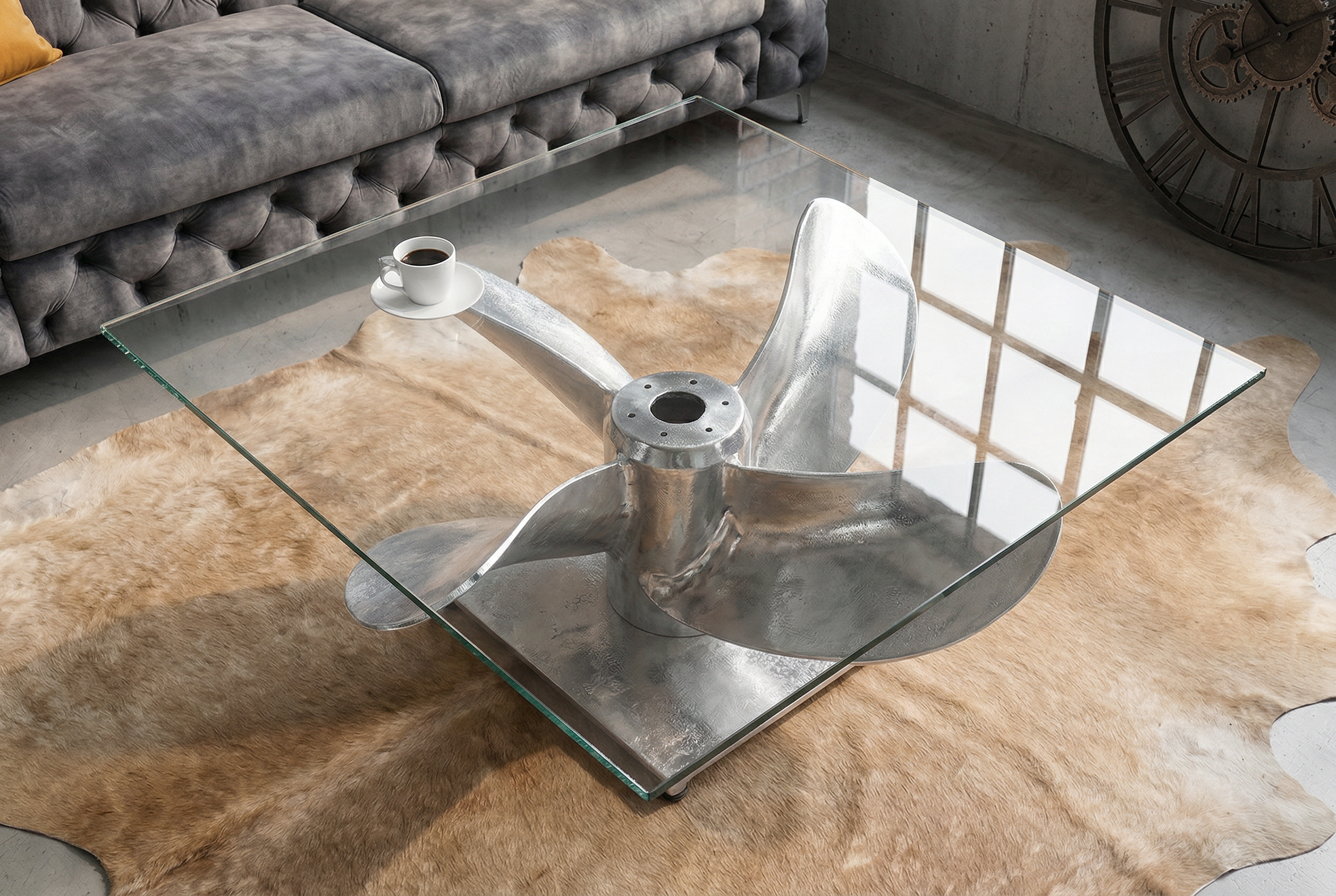 Coffee table OCEAN 85cm rack silver w/o glass plate