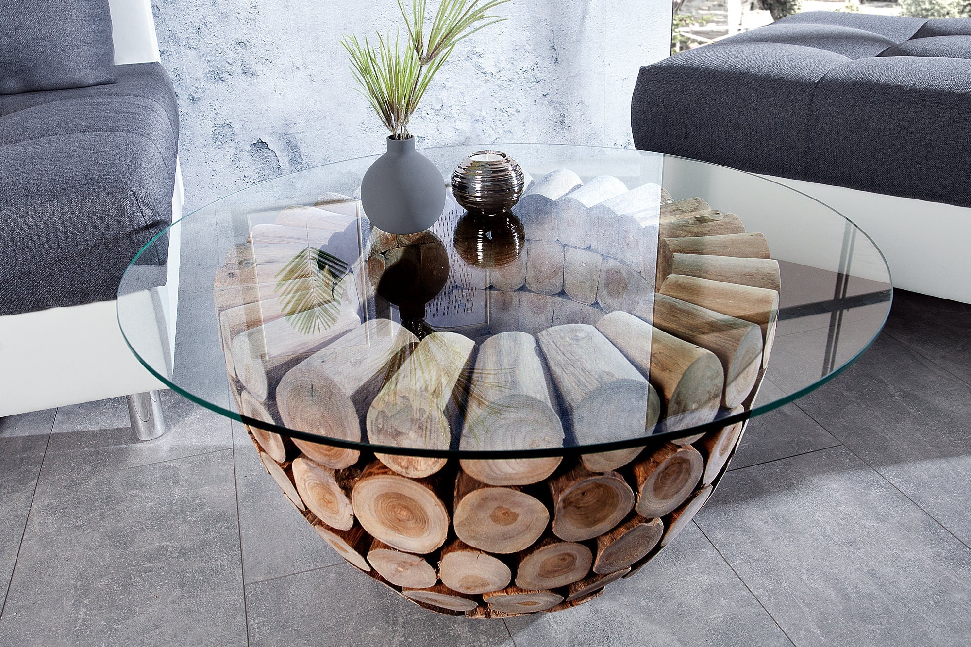 Coffee table PURE NATURE 60cm base part teak wood w/o glass plate