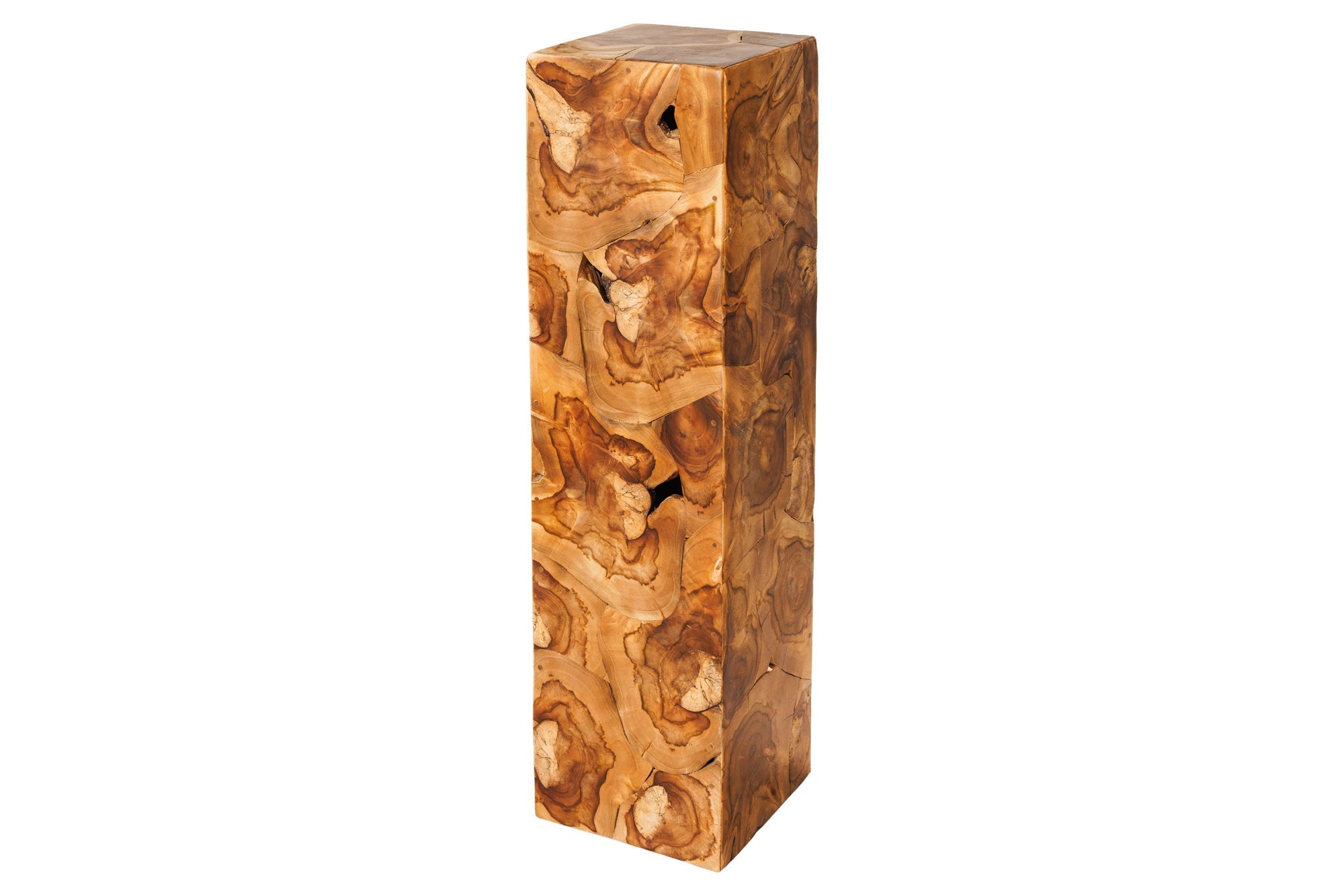Colonne solide TRIBAL 110cm teck naturel marron décoration fait main