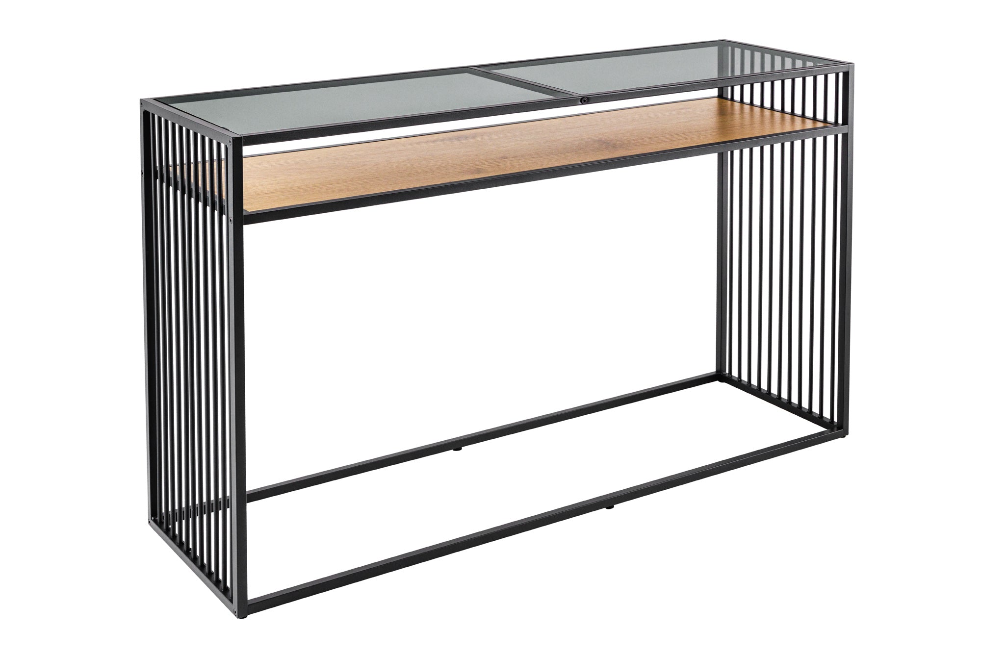 ARQUITECTURA consola de diseño 120cm roble silvestre negro cristal ahumado