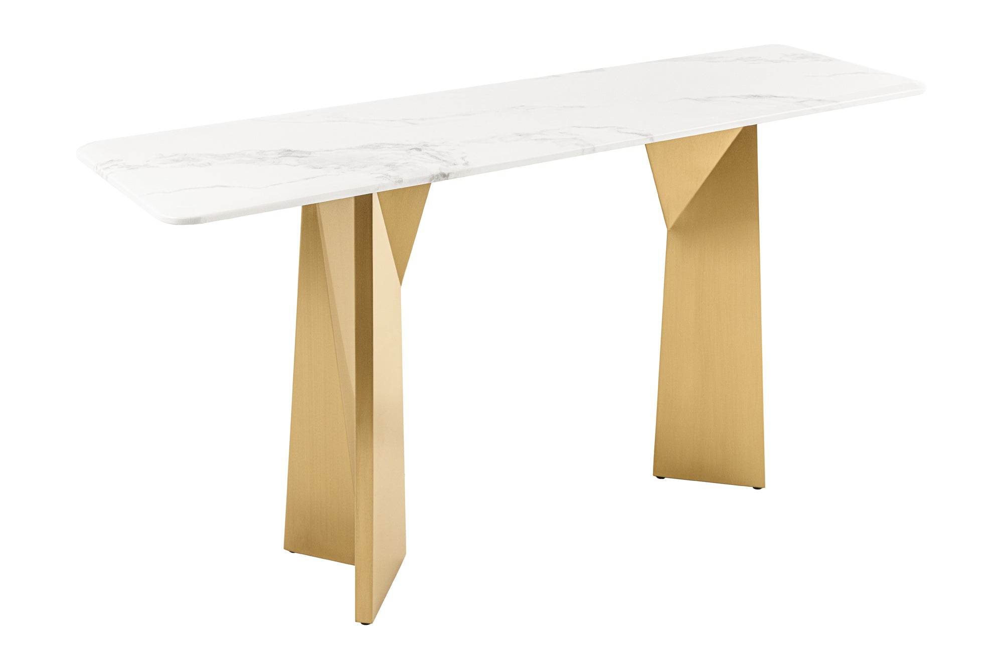 Consola de diseño EXTRAVAGANCIA 140cm mármol blanco metal oro champán cepillado